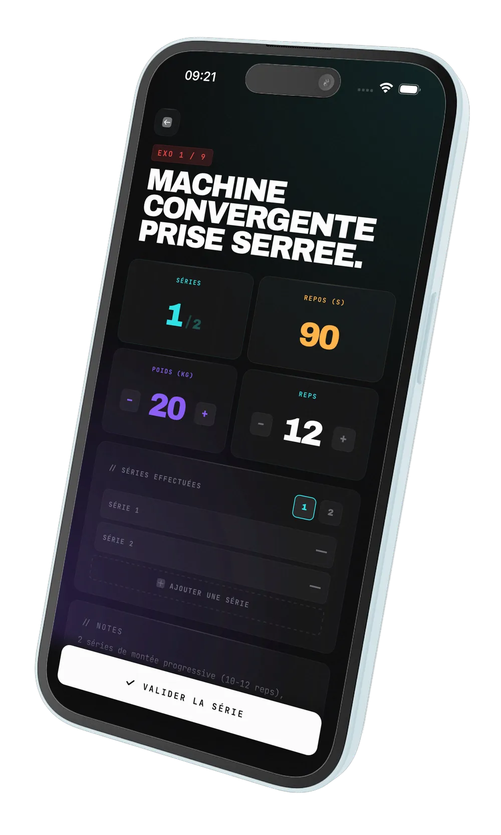 Gym Studio app - interface mobile